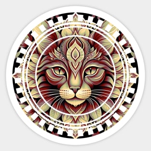 Gold and Red Cat Mandala Sticker